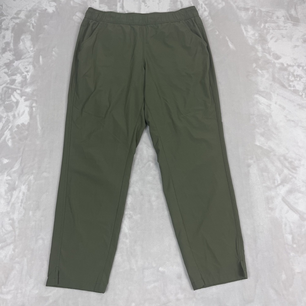Eddie Bauer Departure Ankle Pants Womens Large Green Travel Comfort Granola